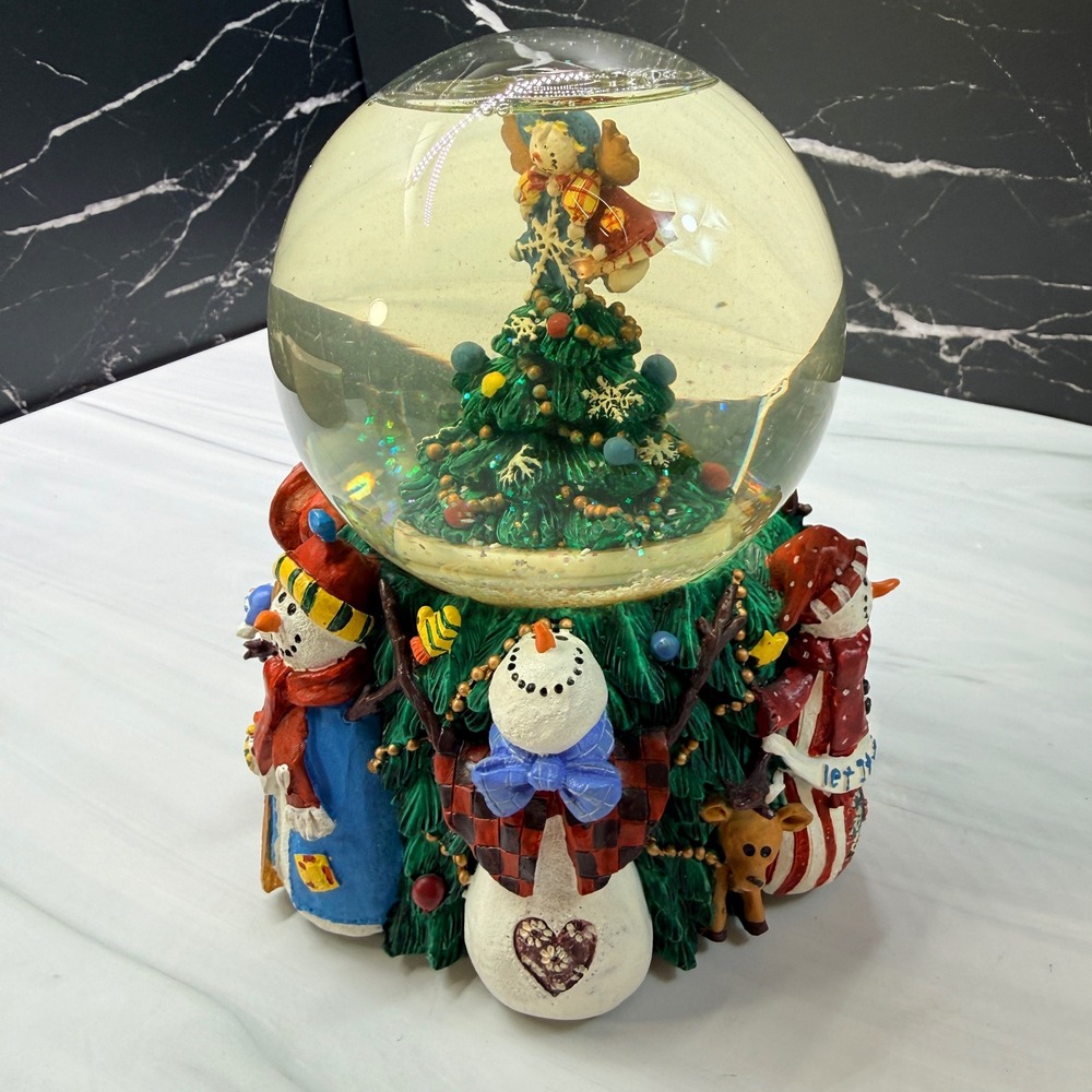 Dillard's Angel Water Globe Musical Frosty Snowman Spinning Snow Globe